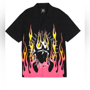 NEW Ed Hardy Christian Audigier Flame Tattoo Button Down Shirt